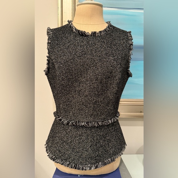 BCBG Fringed Black and Gray Women's Top - Picture 1 of 3